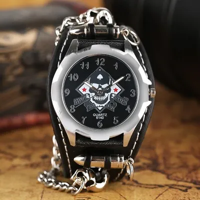 Steampunk Gothic Style Bullet Decoration Analog Quartz Wrist Watch Cuff Skull • $13.14