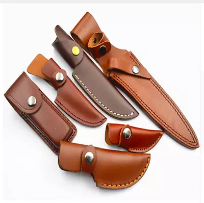 Real Cowhide Genuine Leather Knife Sheath Hunting Case Pouch Holster Scabbard • $42.34