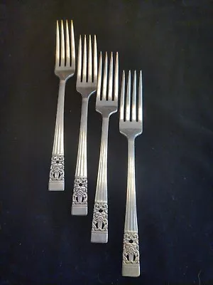 4 CORONATION DINNER FORKS -Oneida Community Silverplate -1936 -Vintage -CLEAN • $22