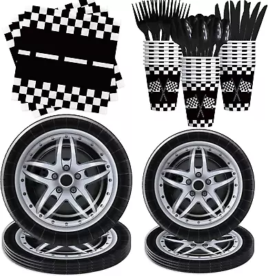 Race Car Birthday Party Supplies - Racing Car Party Decorations Paper Plate Cu • $54.99