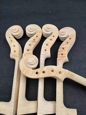 6pcs Hand Carved Flamed Violin Neck Head  4/4Maple Flames Violin Head Stock • $154.16