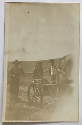 Farmers Horse Drawn Farm Equipment Real Photo Vintage RPPC Postcard Unposted • $14.95