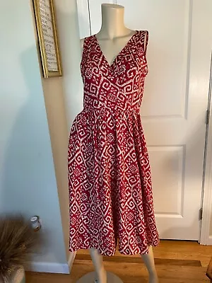 MICHAEL Michael Kors Red Print Silk Sleeveless Pleated Cross-Over Front Dress 6 • $25