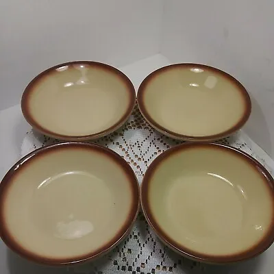 4 Vintage Caribe China Sauce/Fruit (MONKEY) Dish / Bowls. Tan And Brown USA • $16.49