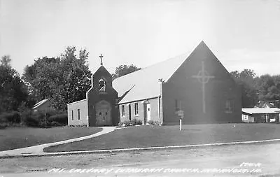 Indianola Iowa~Mt Calvary Lutheran Church~Thin Belfry & Bell~Postcard RPPC C1950 • $6