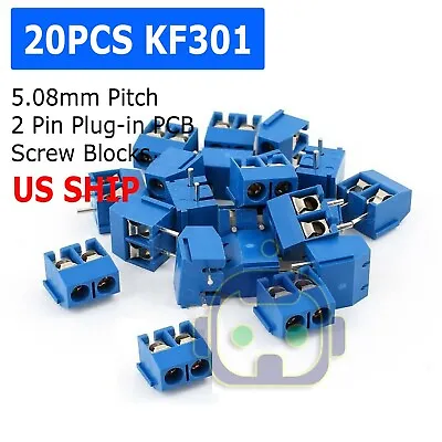 20PCS KF301-2P 2 Pin Plug-in Screw Terminal Block Connector 5.08mm Blue • $4.95