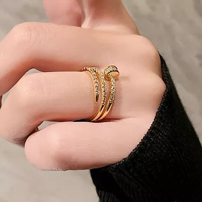 18k Yellow Gold Plated Rings Fashion Women Cubic Zirconia Jewelry Size 6-10 • £3.75