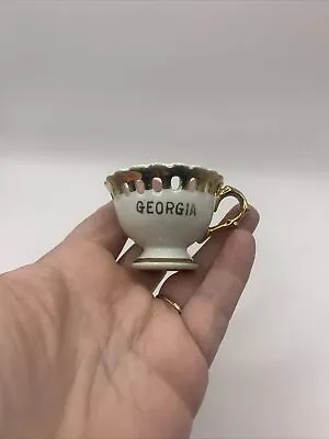 Vintage Miniature Tea Cup Georgia Handled Gold Trim 1.5  Tall • $11.95