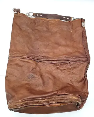 Vintage Extra Large Courier Saddle Mail Bag 23  Deep Medium Brown Leather Rustic • $105.95