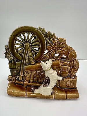 Vintage McCoy USA Planter Mid Century Pottery ~ Scottie Dog Cat Spinning Wheel  • $34.50