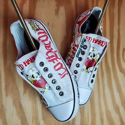 Vintage Ed Hardy  White Sneakers By Christian Audigier Size 9 Shoes  B • $114.90