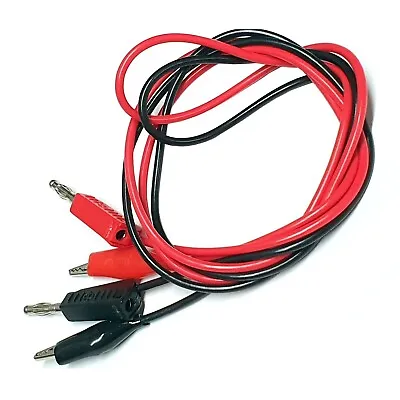 Crocodile Alligator Clip To 4mm Banana Plug 90cm Electrical Test Meter LEADS -LD • $6.43