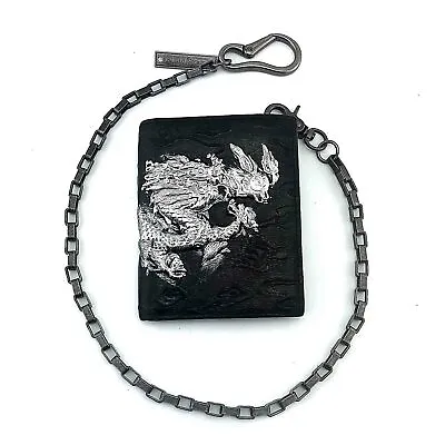 Dragon Biker Genuine Leather Mens ID Card Money Wallet With A Chain CH0730A • $19