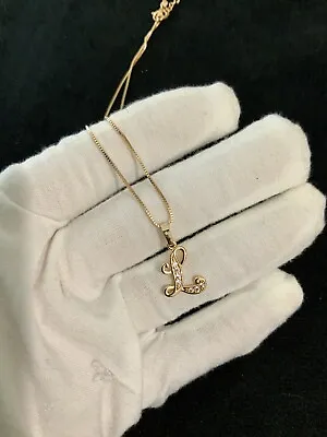 18K 18Ct Rose Gold Filled Box Chain Necklace & Initial Letter L • $16.41