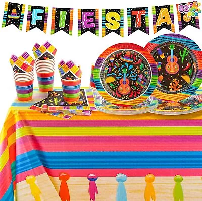 82 PCS Mexican Themed Fiesta Party Supplies Set For Cinco De Mayo Party • $23.99