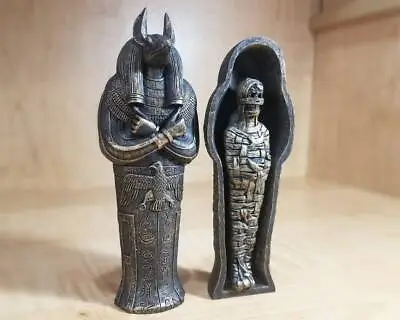 Anubis Sarcophagus With Mummy Ancient Egyptian Coffin Embalming God Oddities  • $27