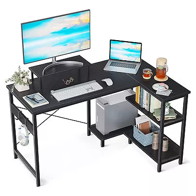 ODK 47 Inch Compact L Shaped Desk W/Storage Shelves And Monitor Stand (Open Box) • $87.38