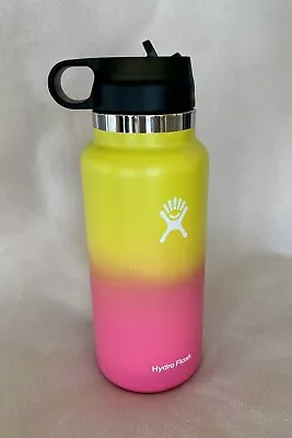 Hydro Flask 32oz Water Bottle With Straw Lid Wide Mouth Ombre | Sunrise • $24.99