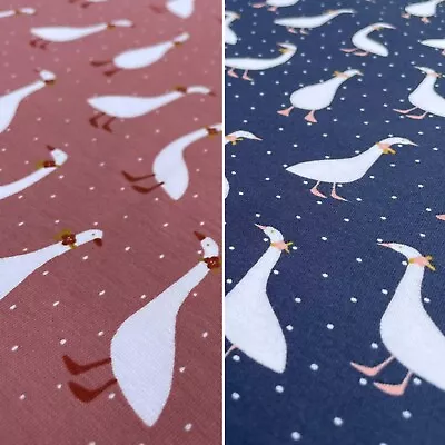 Goose Geese Birds Cotton Elastane Spandex Stretch Jersey Dress Craft Fabric • £6.95