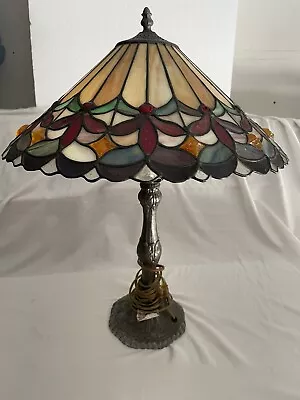 Underwriter Laboratories Tiffany Style Design Stained Glass Table Lamp 23” • $165