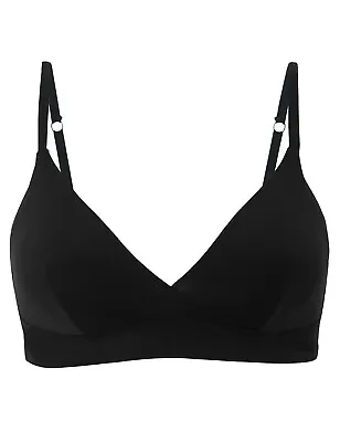 M&S Non Wired Plunge Bralette Bra Converts Racer Back Size 32 34 36 38 42 BLACK • £7.49