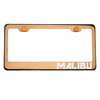 Rose Gold Chrome License Plate Frame MALIBU Laser Etched Metal Screw Cap • $31.99