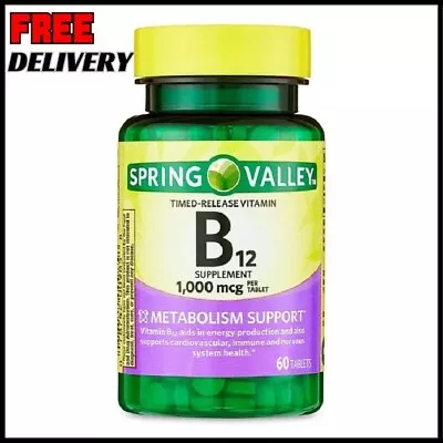 Spring Valley Timed-Release Vitamin B12 Tablets 1000 Mcg 60 Count - USA • $6.95