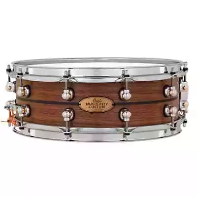 Used Pearl Music City Custom Solid Walnut 14x5 Snare Drum Natural W/Ebony Inlay • $879.99