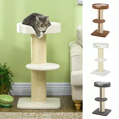 81cm Cat Tree Kitten Activity Center Tower Scratching Post Lamb Cashmere Perch • £31.99