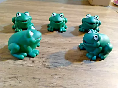 Vintage Green Plastic Frog T0ys (5)-CuteSqueak 1994 Knobler Int'l • $4