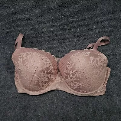 Victoria's Secret Bra 36 DDD Pink Balconette Padded Paisley Lightly Lined Lace • $9.74