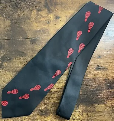 McDonald’s Ronald McDonald Black Foot Print Neck Tie Fresh Fashions WayToBe VTG • $14.95