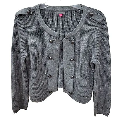 Vince Camuto Women's Sz S Gray Sparkle Open Front Cropped Knit Cardigan Blazer • $21.99