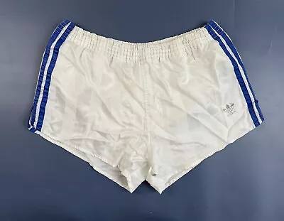 Vintage Adidas 1980's Football Running  Nylon Shorts White Size L Adult • £38.39