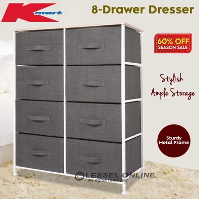 $109.99 • Buy 8 Chest Of Drawers Dresser Cabinet Organiser Table Tallboy Lowboy Storage Grey