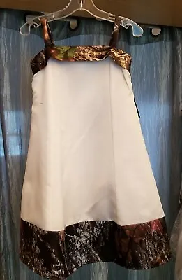 SALE..WAS $68...NEW Mossy Oak SATIN Flower Girl Dress -SZ 4- MADE ONLY IN USA! • $68