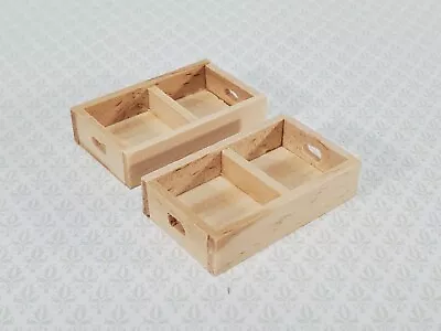 Dollhouse Small Wood Crates For Fruits Or Vegetables X2 1:12 Scale Miniature • $4.49