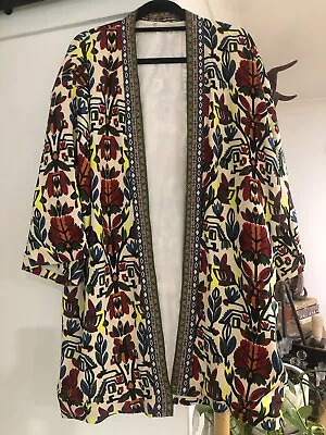 Colourful Aztec Print Coat Kimono Sleeves M/L • $28