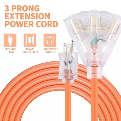 12/3 SJTW Orange Extension Cord With 3 Electrical Power Outlet 6/10/15/25/50FT • $14.89