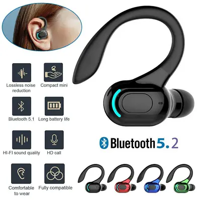 $19.24 • Buy Wireless Earpiece Bluetooth 5.0 Trucker Handsfree Earphone Singel Earbud Headset
