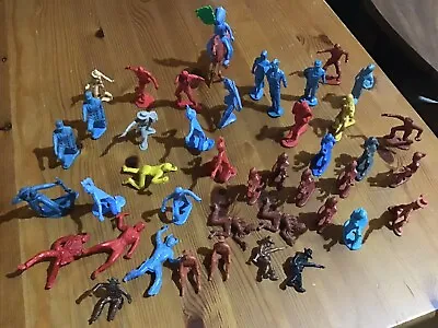 Vintage Lot Of  41- 1950’s Plastic And Rubber Cowboys Indians Western - 4-6” • $12