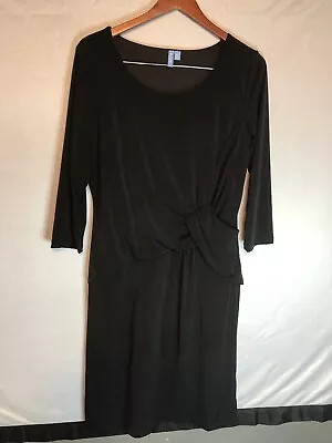 B-slim Women’s 3/4 Sleeve Dress With Waist Detail Black Size Large   • $9.99