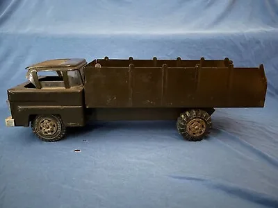 1960s Marx LUMAR US Army Carrier Transport Truck Pressed Steel Military Toy ODG • $34