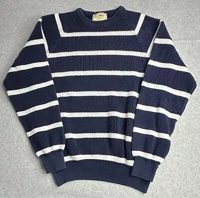 VINTAGE LL Bean Sweater Adult Medium Blue White Pullover Outdoors USA 90s Mens • $20