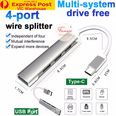 $9.99 • Buy USB C HUB 3.0 Type C Multi-Splitter OTG Adapter 4-Port For Laptop Mac PC Android