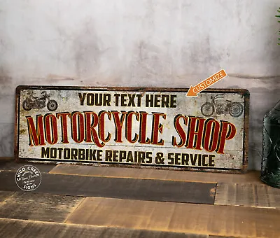 Personalized Motorcycle Shop Garage Sign Mechanic Repair Motorbike 106182002008 • $26.95