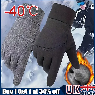 Mens Winter Warm Windproof Waterproof Fleece Lined Thermal Touch Screen Gloves~ • £4.61