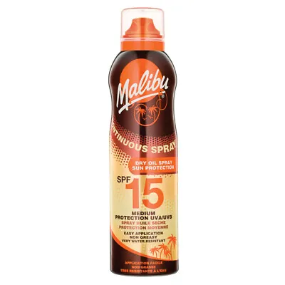 £9.99 • Buy Malibu Continuous Spray Sun Tan Lotion SPF 15 175ml UVA / UVB Protection