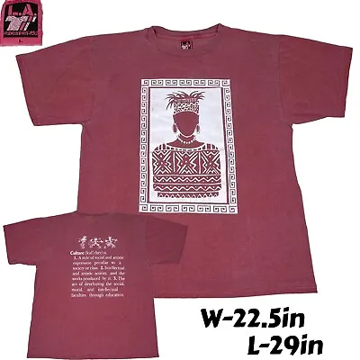 Vintage LA Sportswear Made In USA Tribal Culture Graphic T-Shirt Red Size Large • $24.95