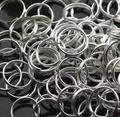 Split Rings Keyrings 8mm Light Silver Key Chain Blanks Links Fishing 10-150pcs • £4.99